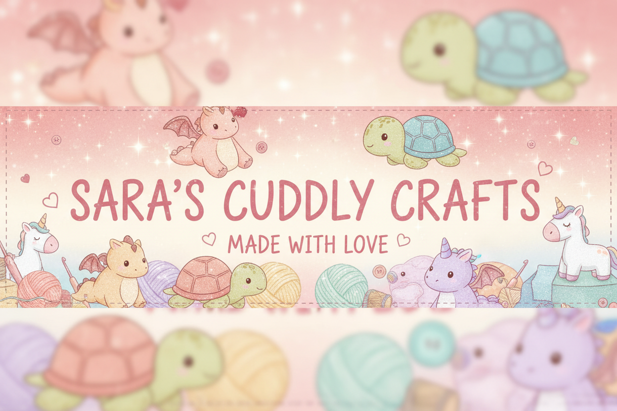 Sara's Cuddly Crafts Banner with Dragons, Turtles & Unicorns